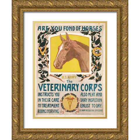 Are You Fond of Horses, 1919 Gold Ornate Wood Framed Art Print with Double Matting by Schreck, Horst