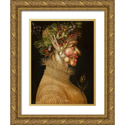Summer Gold Ornate Wood Framed Art Print with Double Matting by Arcimboldo, Giuseppe