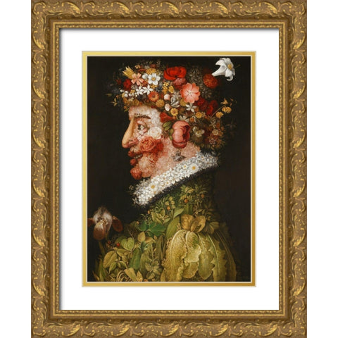 Spring Gold Ornate Wood Framed Art Print with Double Matting by Arcimboldo, Giuseppe