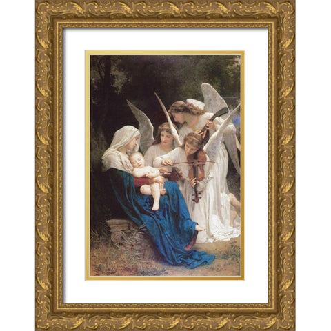 Song of the Angels, 1881 Gold Ornate Wood Framed Art Print with Double Matting by Bouguereau, William-Adolphe