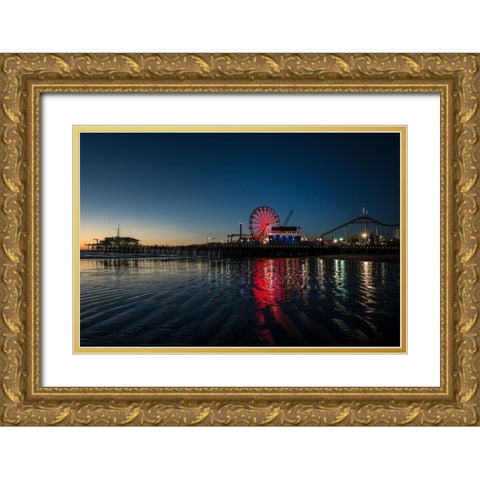 Santa Monica Pier at Sunset California Gold Ornate Wood Framed Art Print with Double Matting by Highsmith, Carol