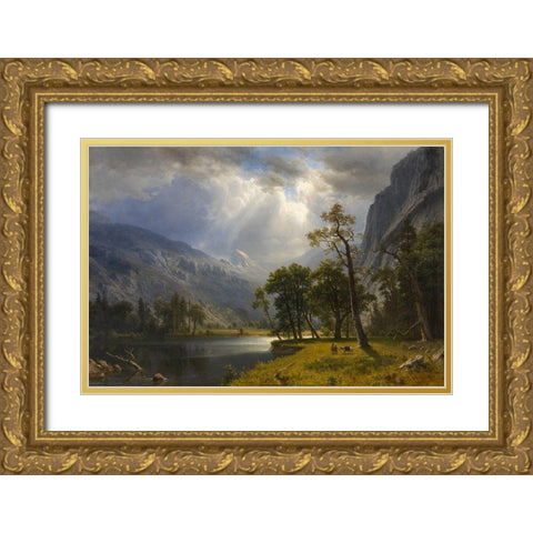 Mount Starr King Yosemite Gold Ornate Wood Framed Art Print with Double Matting by Bierstadt, Albert