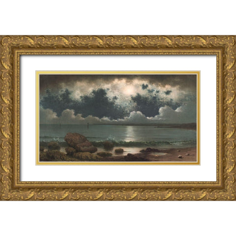 Point Judith Rhode Island Gold Ornate Wood Framed Art Print with Double Matting by Heade, Martin Johnson
