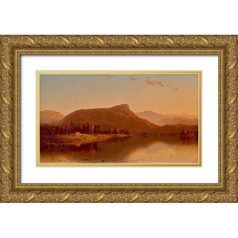 A Home in the Wilderness Gold Ornate Wood Framed Art Print with Double Matting by Gifford, Sanford Robinson