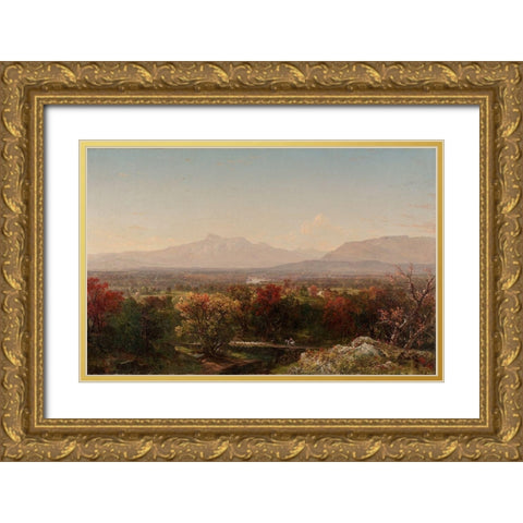 An October Day in the White Mountains Gold Ornate Wood Framed Art Print with Double Matting by Kensett, John Frederick