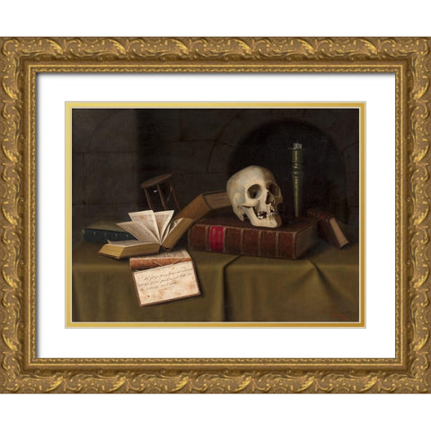 Memento Mori To This Favour Gold Ornate Wood Framed Art Print with Double Matting by Harnett, William Michael