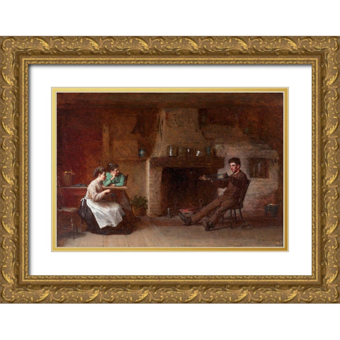 Winding Yarn Interior of a Nantucket Kitchen Gold Ornate Wood Framed Art Print with Double Matting by Johnson, Eastman