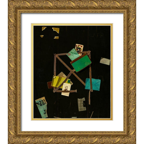 Card Rack with a Jack of Hearts Gold Ornate Wood Framed Art Print with Double Matting by Peto, John F