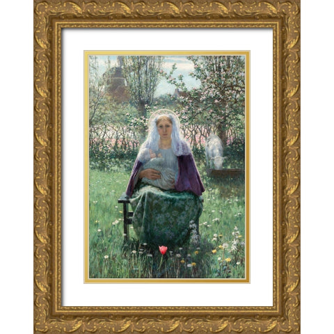 The Blessed Mother Gold Ornate Wood Framed Art Print with Double Matting by Hitchcock, George