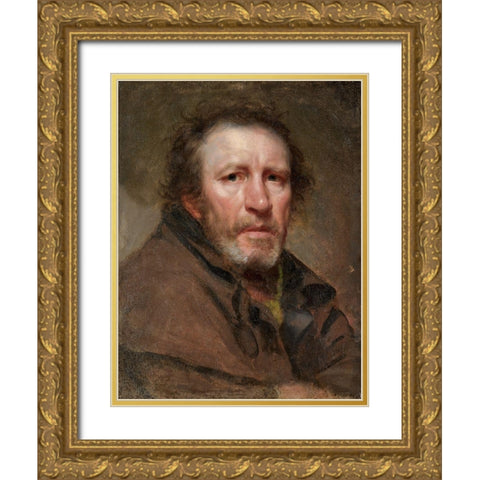 Old Pat The Independent Beggar Gold Ornate Wood Framed Art Print with Double Matting by Waldo, Samuel Lovett