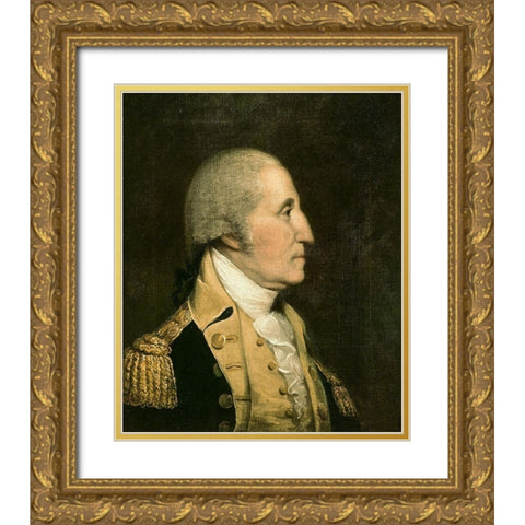 George Washington Gold Ornate Wood Framed Art Print with Double Matting by America 18th Century