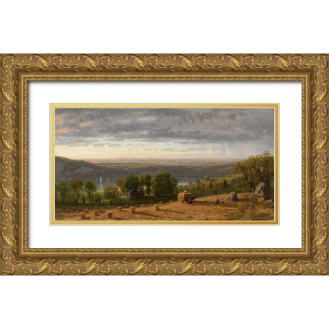 Landscape with Haywain Gold Ornate Wood Framed Art Print with Double Matting by Whittredge, Worthington