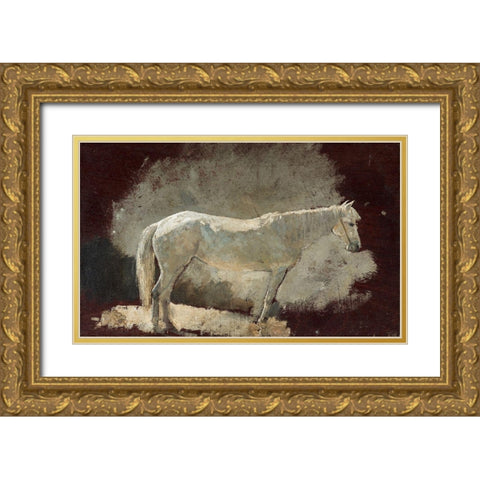 White Mare Gold Ornate Wood Framed Art Print with Double Matting by Homer, Winslow