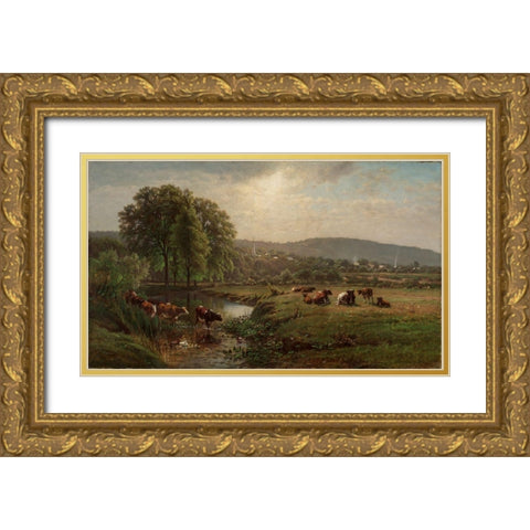 Morning in New England Gold Ornate Wood Framed Art Print with Double Matting by Hart, James McDougal