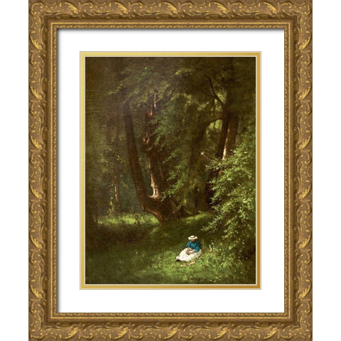 The Wood Chopper Gold Ornate Wood Framed Art Print with Double Matting by Inness, George