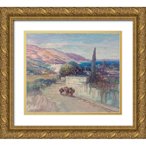 Italian Landscape Gold Ornate Wood Framed Art Print with Double Matting by Gottwald, Frederick