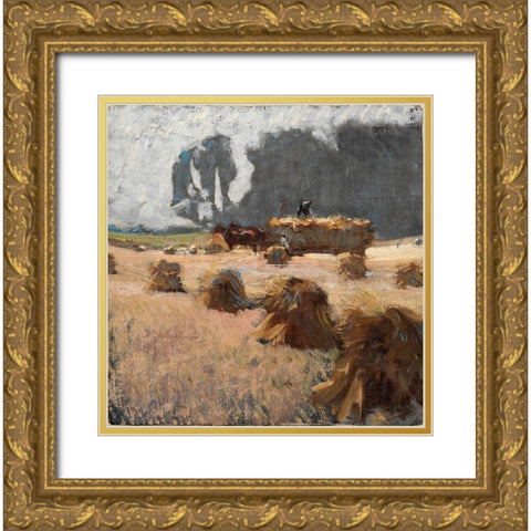 Harvest Time Gold Ornate Wood Framed Art Print with Double Matting by Keller, Henry