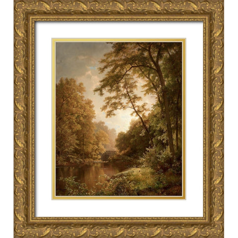 June Day Gold Ornate Wood Framed Art Print with Double Matting by Richards, William Trost