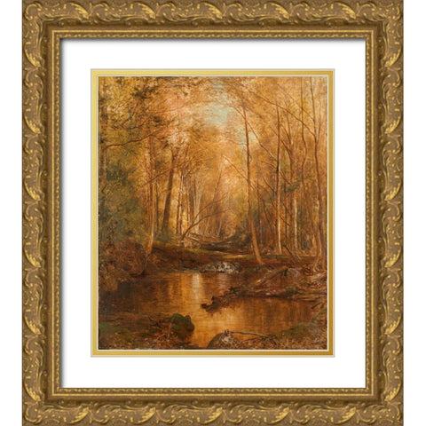 Autumn in the Catskills Gold Ornate Wood Framed Art Print with Double Matting by McEntee, Jervis