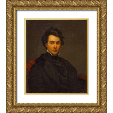 Tompkins Matteson Gold Ornate Wood Framed Art Print with Double Matting by Elliott, Charles Loring