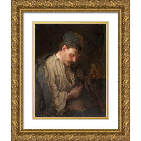 Portrait of a Man Gold Ornate Wood Framed Art Print with Double Matting by Bohm, Max