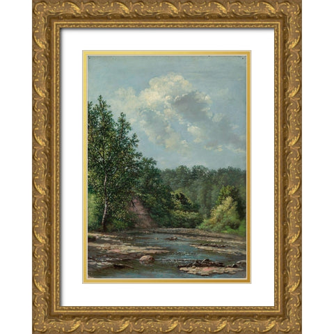 Landscape near Painesville Gold Ornate Wood Framed Art Print with Double Matting by Smith, Allen