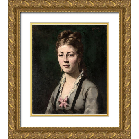 Portrait of a Woman Gold Ornate Wood Framed Art Print with Double Matting by Anderson, Abraham Archibald