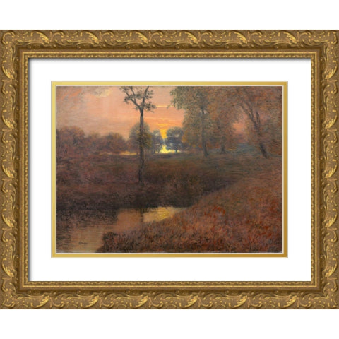 Evening Gold Ornate Wood Framed Art Print with Double Matting by Howard, Hugh Huntington