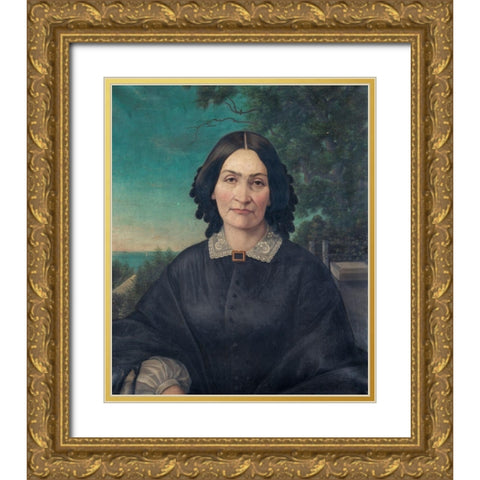 Julia Hulbert Hubbard Gold Ornate Wood Framed Art Print with Double Matting by Anonymous