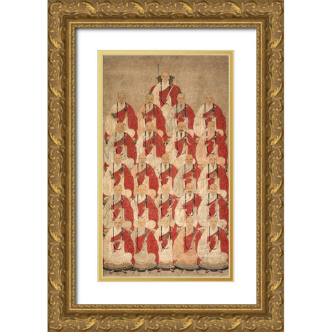 Portrait of Buddhist Monks of Obaku Sect Gold Ornate Wood Framed Art Print with Double Matting by dynasty, China Qing