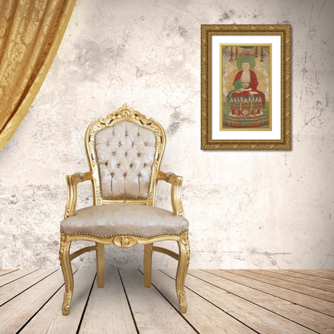 Seated Amitabha Gold Ornate Wood Framed Art Print with Double Matting by dynasty, China Ming