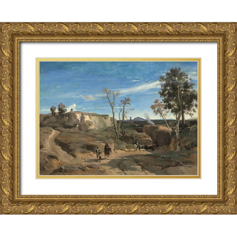 La Cervara the Roman Campagna Gold Ornate Wood Framed Art Print with Double Matting by Camille, Jean Baptiste