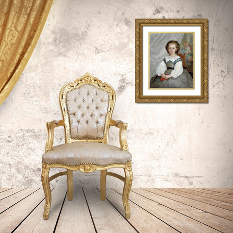 Romaine Lacaux Gold Ornate Wood Framed Art Print with Double Matting by Renoir, Pierre-Auguste