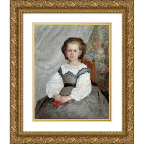 Romaine Lacaux Gold Ornate Wood Framed Art Print with Double Matting by Renoir, Pierre-Auguste