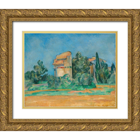 The Pigeon Tower at Bellevue Gold Ornate Wood Framed Art Print with Double Matting by Cezanne, Paul