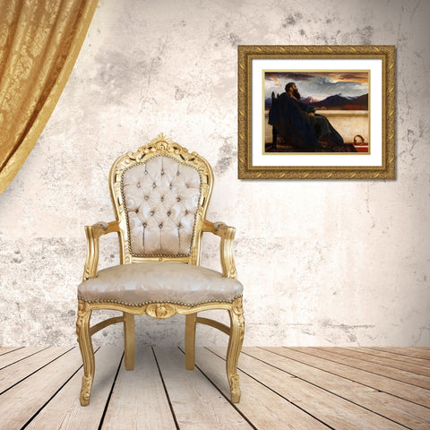 David: Oh - that I had wings like a Dove. For then would I fly away, and be at rest. Psalm 55:6 Gold Ornate Wood Framed Art Print with Double Matting by Leighton, Frederic