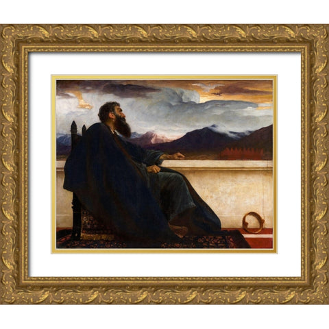 David: Oh - that I had wings like a Dove. For then would I fly away, and be at rest. Psalm 55:6 Gold Ornate Wood Framed Art Print with Double Matting by Leighton, Frederic