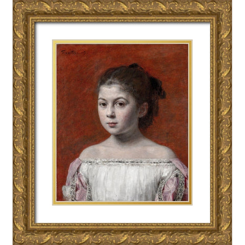 Marie-Yolande de Fitz-James Gold Ornate Wood Framed Art Print with Double Matting by Fantin-Latour, Henri