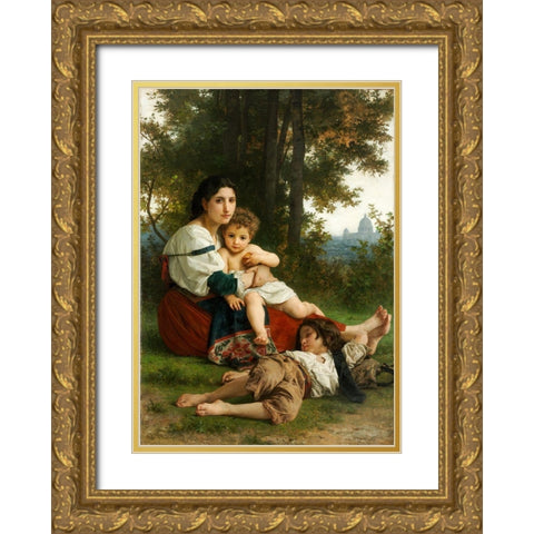 Rest Gold Ornate Wood Framed Art Print with Double Matting by Bouguereau, William Adolphe