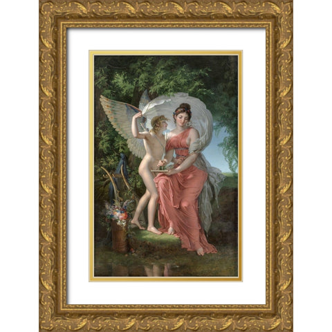 Erato, Muse of Lyrical Poetry Gold Ornate Wood Framed Art Print with Double Matting by Meynier, Charles
