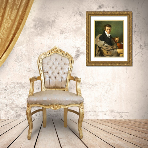 Self-Portrait Gold Ornate Wood Framed Art Print with Double Matting by Paelinck, Joseph