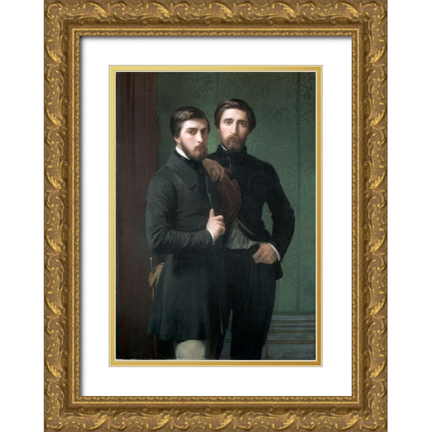 Rene-Charles Dassy and His Brother Jean-Baptiste-Claude-Amede Dassy Gold Ornate Wood Framed Art Print with Double Matting by Flandrin, Hippolyte Jean