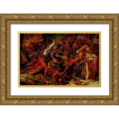 Sketch for The Revolt at Cairo Gold Ornate Wood Framed Art Print with Double Matting by de Roucy-Trioson, Anne-Louis Girodet
