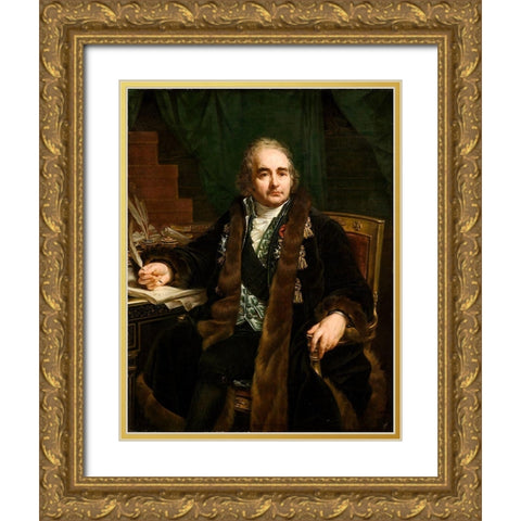Portrait of Count Jean-Antoine Chaptal Gold Ornate Wood Framed Art Print with Double Matting by Gros, Antoine-Jean