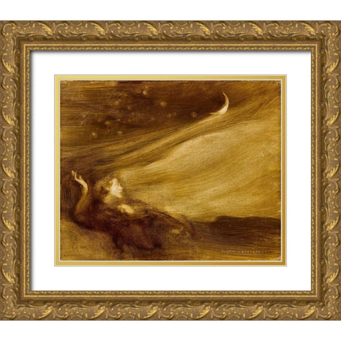 The Contemplator Gold Ornate Wood Framed Art Print with Double Matting by Carriere, Eugene