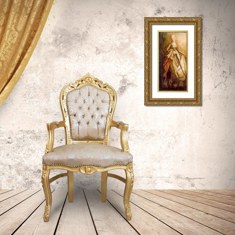 St. Catherine Gold Ornate Wood Framed Art Print with Double Matting by Grunewald, After Matthias