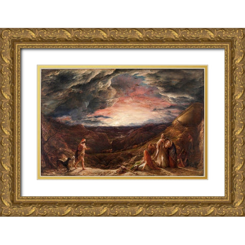 Noah, The Eve of the Deluge Gold Ornate Wood Framed Art Print with Double Matting by Linnell, John
