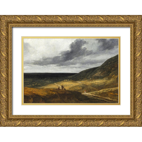 Landscape Near Paris Gold Ornate Wood Framed Art Print with Double Matting by Michel, Georges