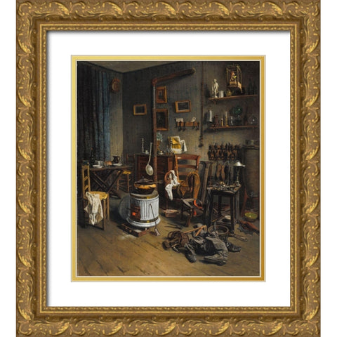 Cobblers Quarters Gold Ornate Wood Framed Art Print with Double Matting by Duplessy, Jean-Alphonse