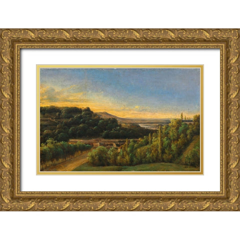 View of Saint-Cloud, Near the Seine Gold Ornate Wood Framed Art Print with Double Matting by de St. Martin, Alexandre Pau